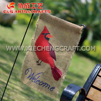 Birds Cardinals Burlap Garden Flag